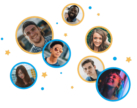 Happy people using the app to meet
